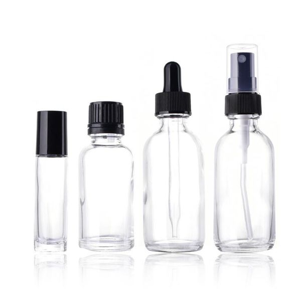 

4pcs travel glass empty cosmetic bottle set portable refillable makeup bottle