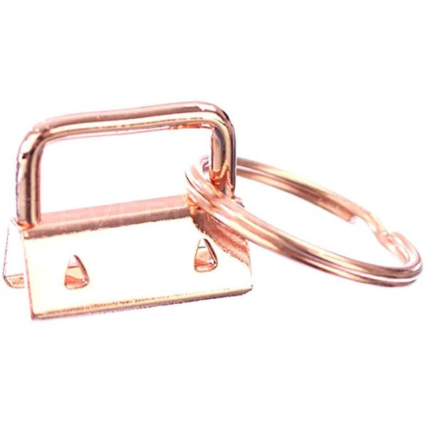 

50pcs key 25mm fobs hardware with keyrings key chains for wrist lanyard clips metal ribbon end cap keyfobs