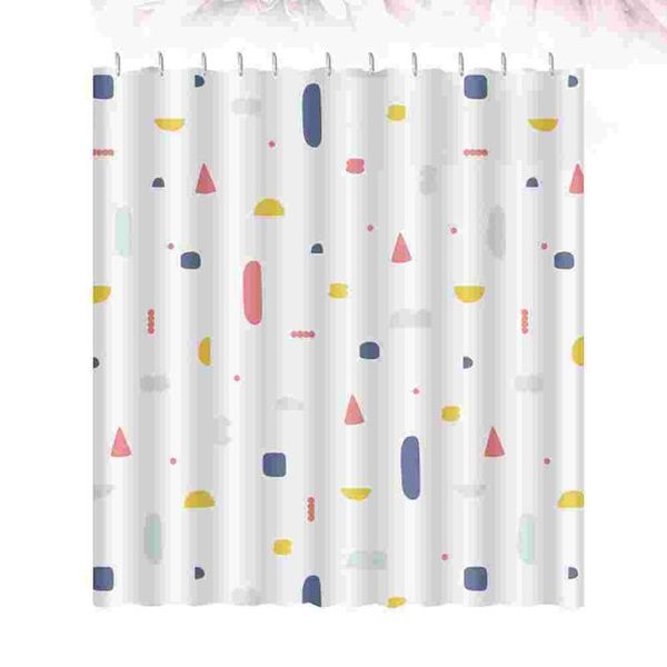 

shower curtains 1 set curtain waterproof dampproof bathroom for home with 12pcs hooks (geometry style, size 1)
