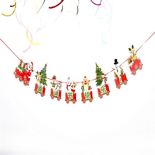 

decorate a new home christmas decorations cartoon pull colorful christmas scene decoration christmas paper hanging flags