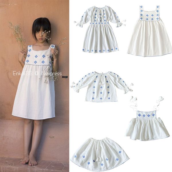 

pre-order kids girl 2021 summer clothes white dresses brand design children cotton fashion dress lii** baby toddler embroidery 210317, Red;yellow