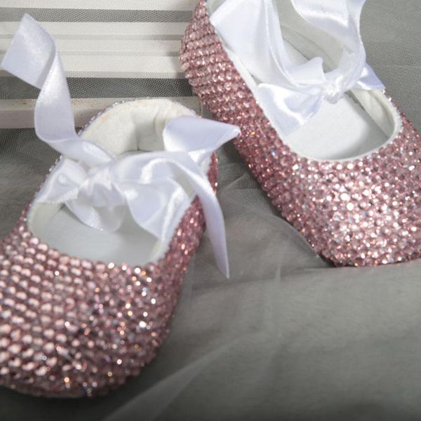 

first walkers dollbling baby toddler shoes pink diamond veneer silk tie cotton soft bottom non-slip sole comfortable