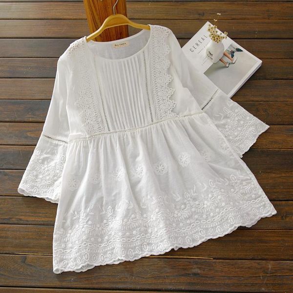 

lolita fairy blouse lace embroidery cotton white doll shirt mori girl drop shipping good quality
