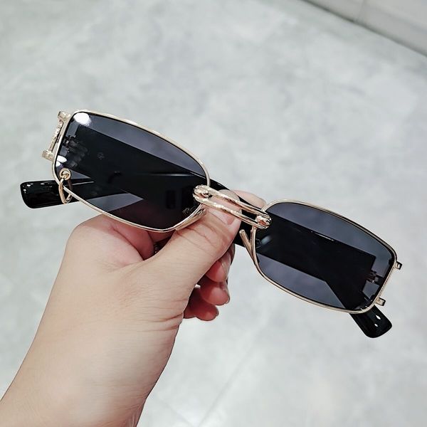 

fashion 2020 popular small heavy rectangle women luxury sunglasses brand designer vintage punk men sun glasses shades uv400, White;black