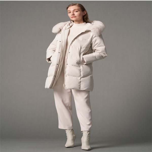 

female winter down jacket thick warm waterproof coat cotton pocket parka, Black