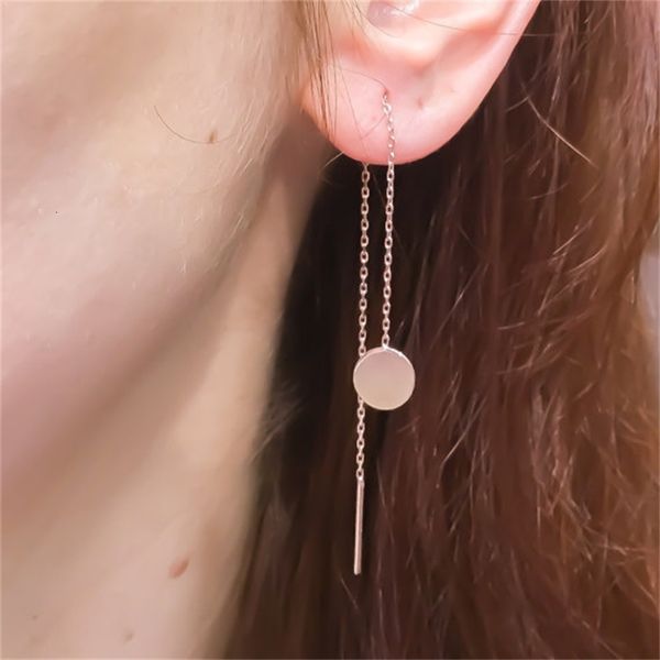

style simple and versatile geometric circle tassel earrings female b1261, Silver