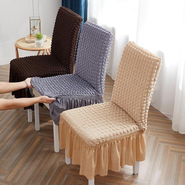 

chair covers seersucker cover for dining room banquet slipcover stretch skirt elastic wedding decoration
