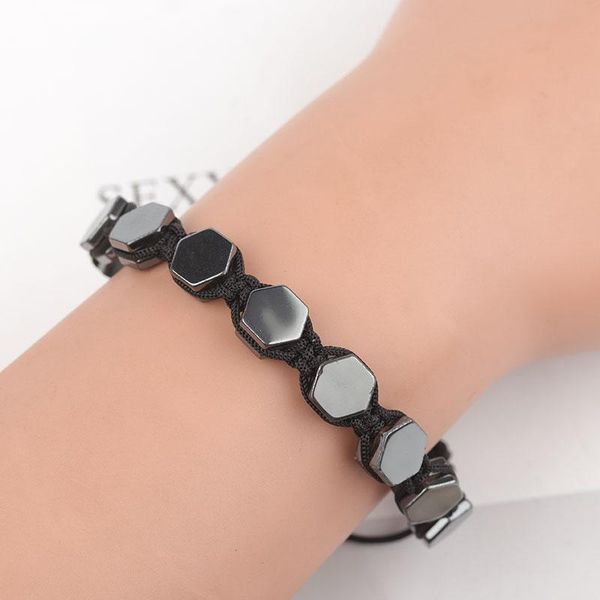 

bangle black hematite flat beads bracelet handmade braided bracelets for women men yoga strand jewelry pulsera adjustable