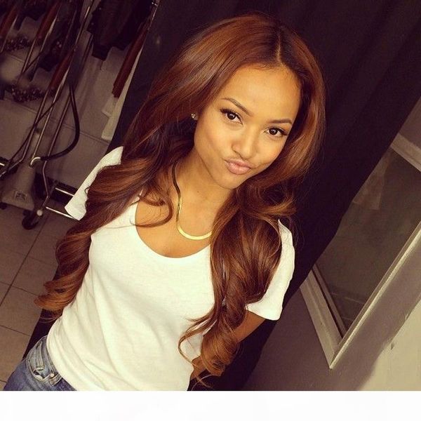 

honey blonde full lace human hair wigs loose wave virgin malaysian glueless human hair lace front wigs with baby hair color #30, Black;brown