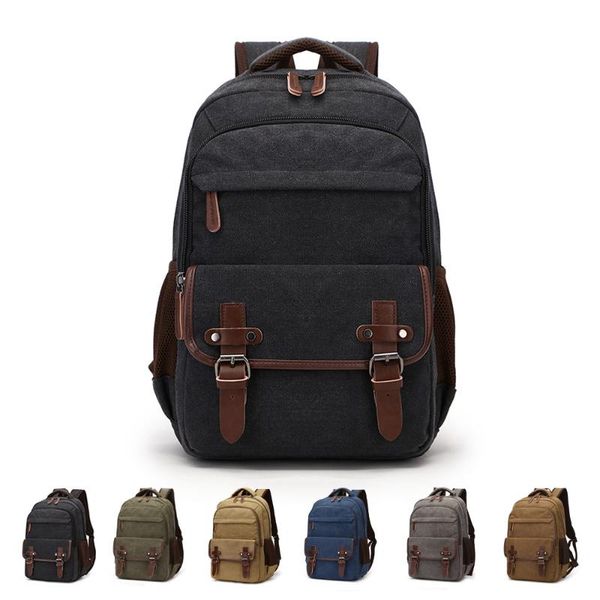 

backpack lapsolid color canvas school bag leisure travel sports large capacity
