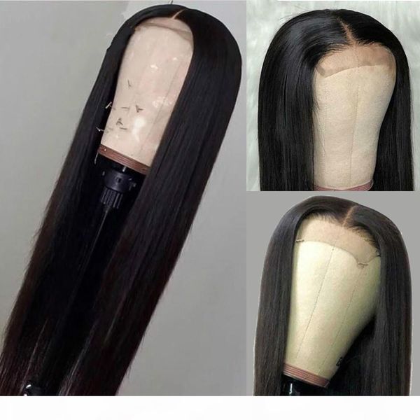 

lace front human hair pre plucked straight lace front wig 4x4 fashion lady, Black;brown