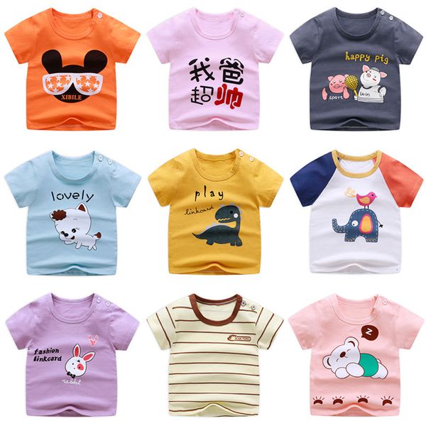 

short sleeve girls' t-shirt pure cotton baby's summer children's 2020 boys' top, Black;white