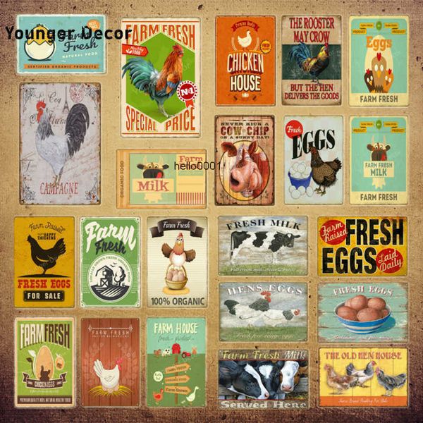

fresh farm signs chicken zone eggs vintage metal plaque tin poster painting cow chip milk art wall decor for home kitchen yi-228