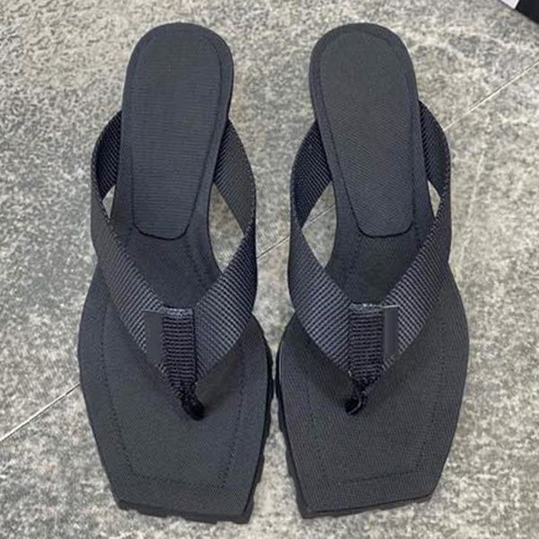 

sandals casual square heels flip summer brand design middle women shoes fashion female, Black