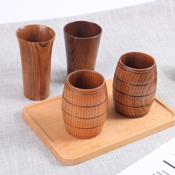 

cups & saucers 1pcs wooden big belly handmade natural spruce wood beer tea coffee milk water cup drinkware drop