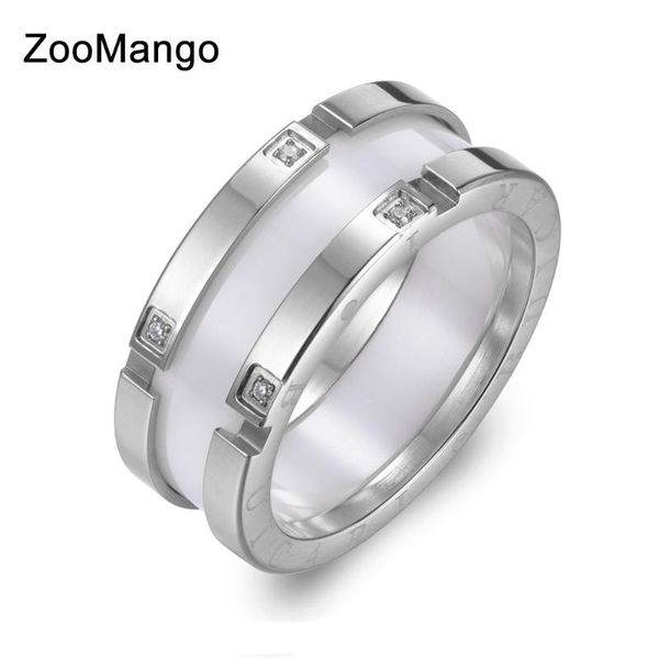 

wedding rings original design stainless steel ceramic jewelry rose gold color mosaic rhinestone luxury ring for women zr17039, Slivery;golden