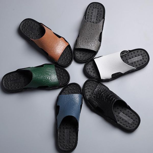 

slippers summer men's antiskid lightweight outdoor casual beach sandals fashion korean wear, Black