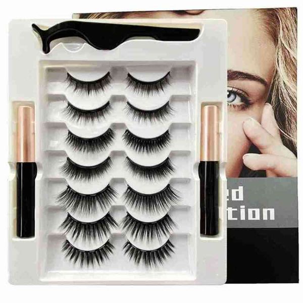 

fake eyelashes 7pair magnetic eyelashes set full strip natural cilia false lashes makeup product thick volume eye eyeliner synthetic water v