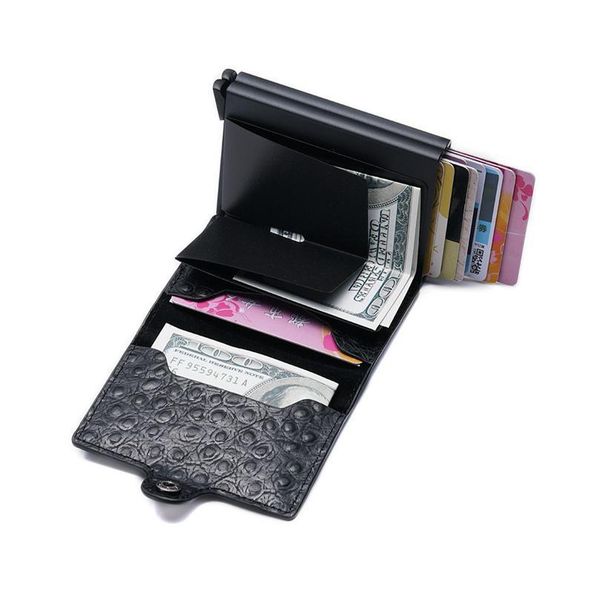 

bycobecy 2020 new pu leather credit card holder aluminium double box fashion men and women metal rfid vintage travel car jllttg