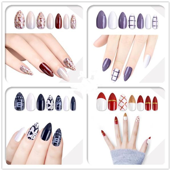 

stickers & decals 3 pack 84pices nail 40 kinds of artificial tips ultrathin stick manicure set false nails removable stickerdecal, Black