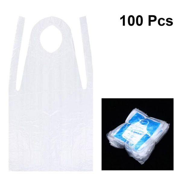 

aprons 100 pcs disposable waterproof oil proof pe apron for cooking painting or any other messy activ