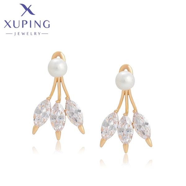 

hoop & huggie xuping jewelry fashionable est imitation pearl gold plated elegant gifts for girls women earrings, Golden;silver