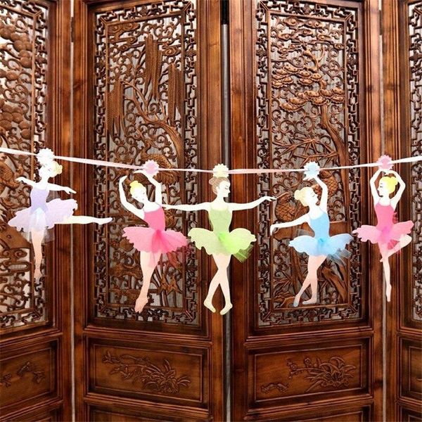 

party decoration ballet girl dancer kids birthday paper banners flags wedding bunting