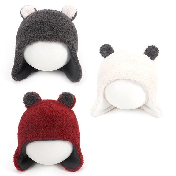 

caps & hats baby cute bear ears earflap hat winter warm plush beanie toddler infant boys girls gifts, Yellow