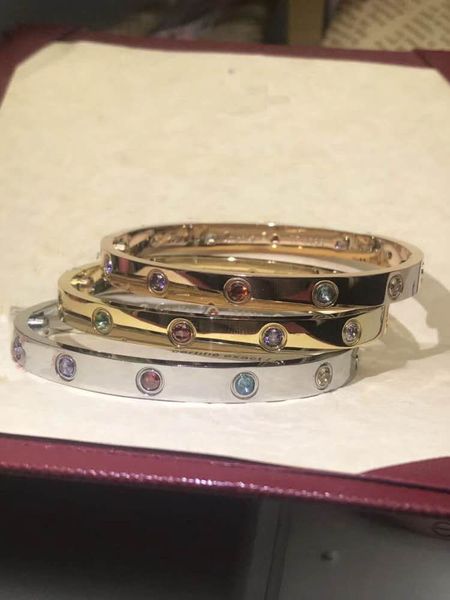 

stainless steel rose gold plated zircon love bangle valentine's day gift bracelet men's and women's jewelry bracelet with box, Black