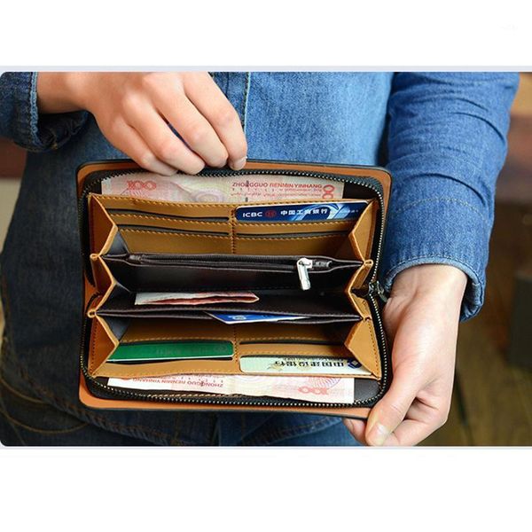 

wallets 2021 design tree leather pattern genuine men wallet mobile phone bag zipper clutches card holder1, Red;black