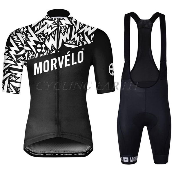

racing sets morvelo cycling jersey clothes bib shorts set gel pad mountain clothing suit outdoor mtb bike wear, Black;blue