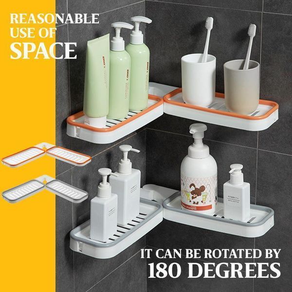 

hooks & rails bathroom corner punch-rack shampoo storage holder with suction cup shelves accessories