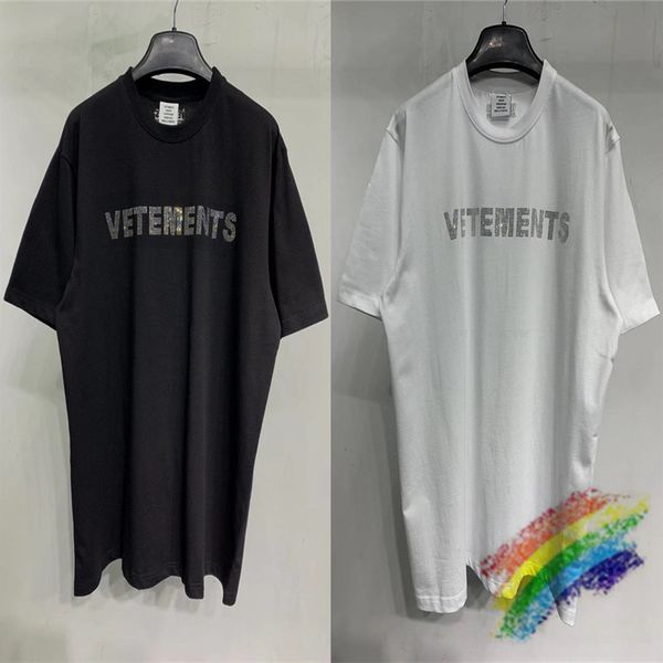 

2021 new strass mosaico t-shirts homem feminino 1:1 flash perfurao vtm vetements t camisa xauu, White;black