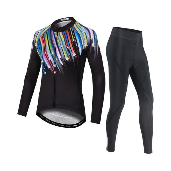 

racing sets yocene spring long sleeve sportswear outfit suit female bicycle dress clothing, Black;blue