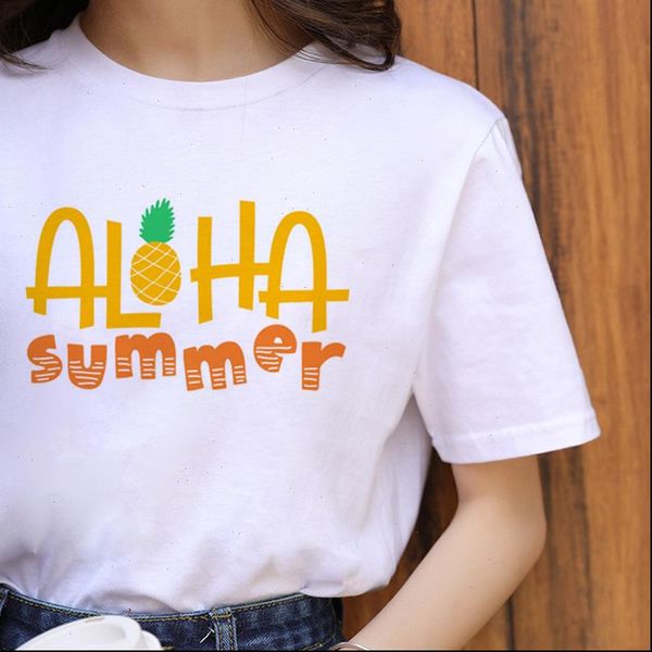 

new pineapple fruits printed harajuku women t shirt short sleeve t shirt fashion casual tshirt kawaii cartoon, White