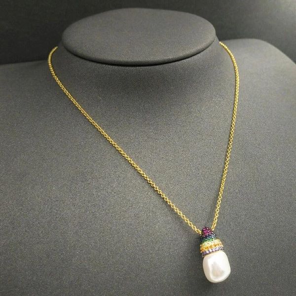 

chains the 2021 ms rainbow baroque pearls s925 pure silver chain, pendant luxury fashion and personality clavicle