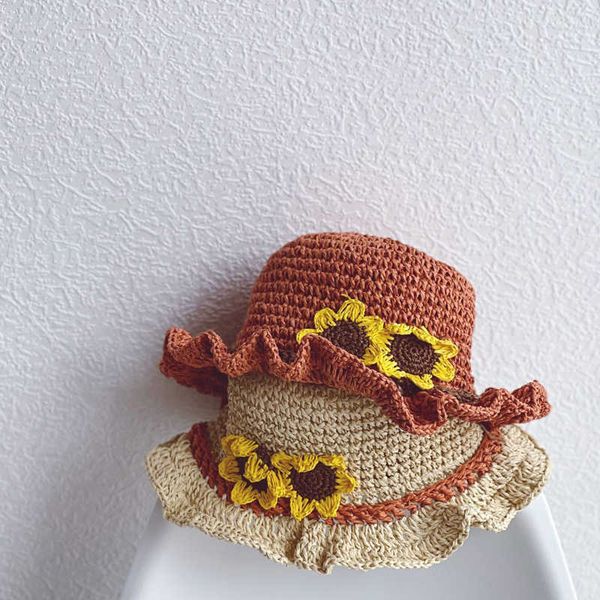 

summer arrival girls fashion sunfloral hats kids straw hat 210528, Yellow