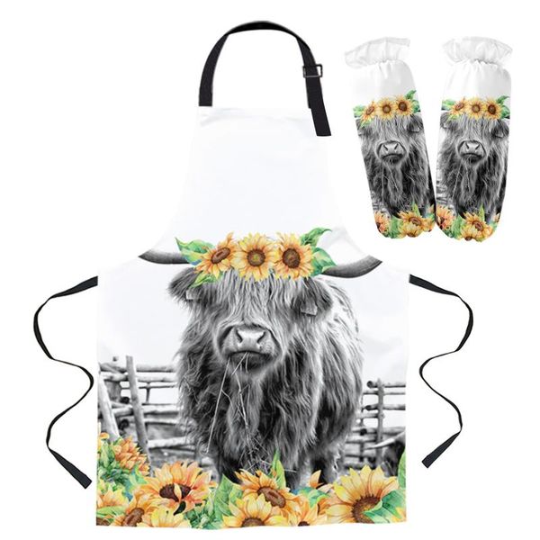 

aprons sunflower black and white yak sleeveless kitchen women pinafore home cooking baking waist bib custom apron