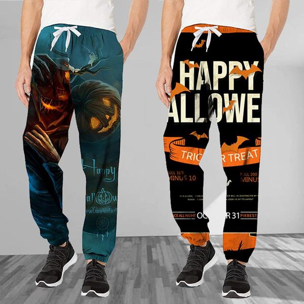 

men's pants halloween printed for men 2021 fashion autumn winter casual sweatpants mens loose drawstring mid waist jogger trousers, Black