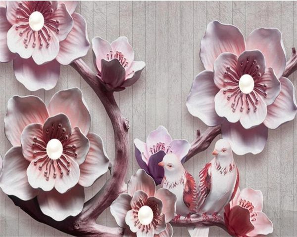 

wallpapers custom size beautiful 3d murals embossed floral butterfly tv living room background self adhesive decorate waterproof