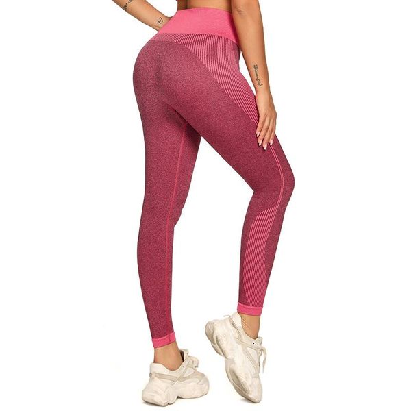 

women's leggings high waist bulifting seamless knitted fitness woman striped workout sports legging 2021, Black