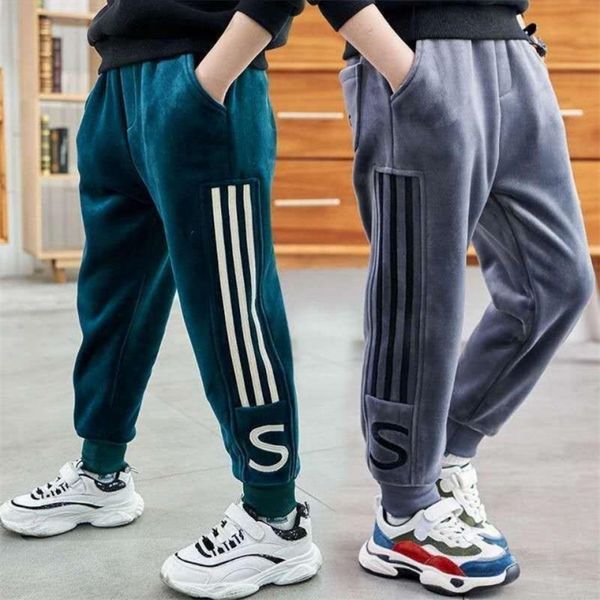 

children winter pants sports warm trousers berber fleece kids thick pants boys long trousers for 4-14 years kids causal pants 210303, Blue