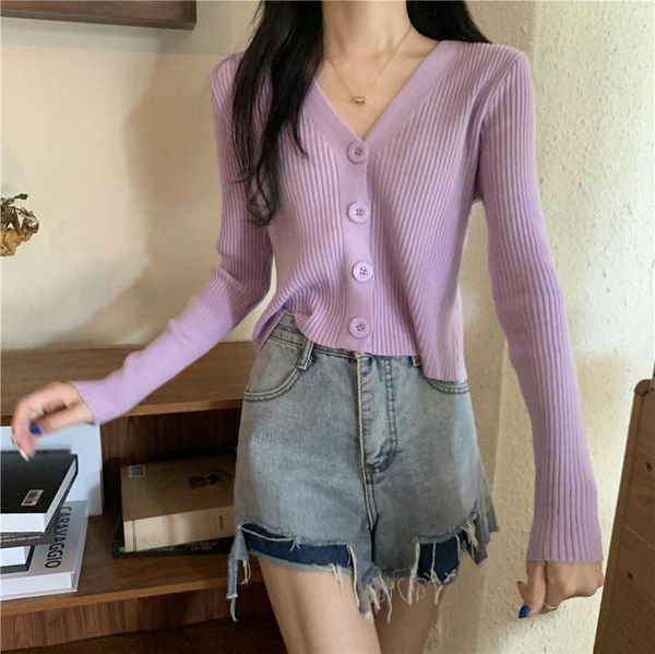 

women's knits & tees autumn cardigan for women v-neck knitted outside, White