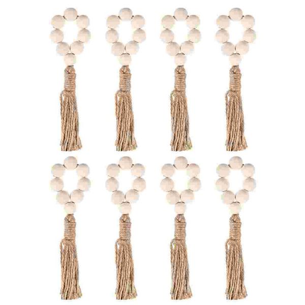 

napkin rings 8pcs wooden bead tassel ring buckle wedding table decor