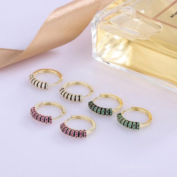 

hoop & huggie luxury earrings for women little stripe zircon gold color girls gift cute jewelry ear accessories wholesale kbe362, Golden;silver