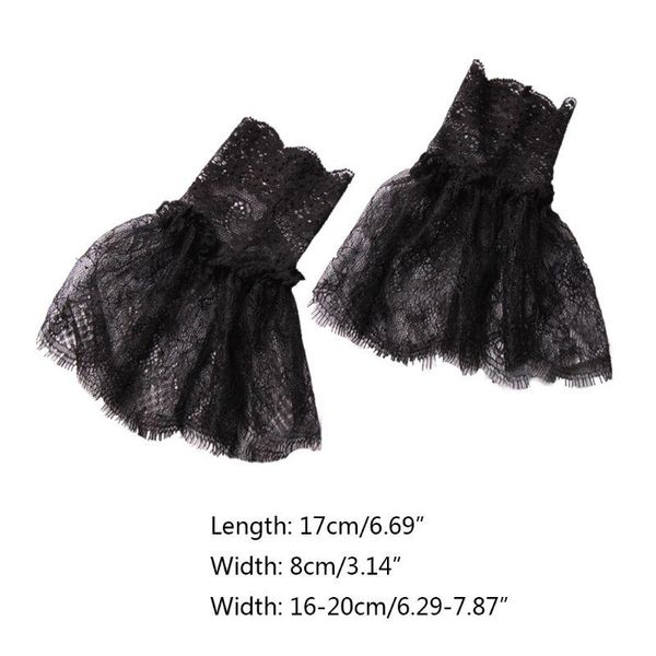 

five fingers gloves women horn cuffs fake sleeve crochet eyelash floral lace sweater wrist warmers, Blue;gray