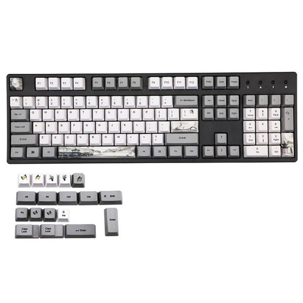 

keyboards retro grey white keycaps for cherry mx gateron kailh boxc switch mechanical keyboard 60 104 108 oem profile pbt 122 key caps