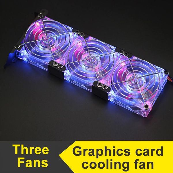 

fans & coolings three pci graphics card cooling fan 8cm 3pin/4pin ultra quiet dazzling for computer pc
