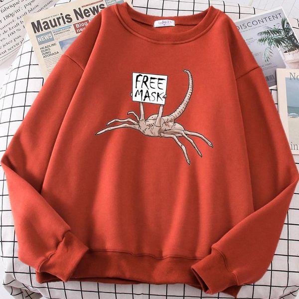 

men's hoodies & sweatshirts alien facehugger horror print mask hip hop streetwear crewneck fashion fleece oversize hoodie, Black