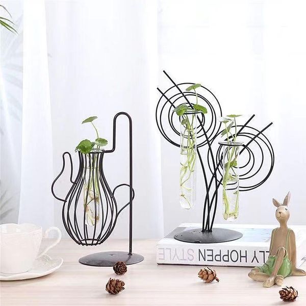

other home decor hydroponic vase iron transparent glass green plants test tube flower arrangement small pot plant creative
